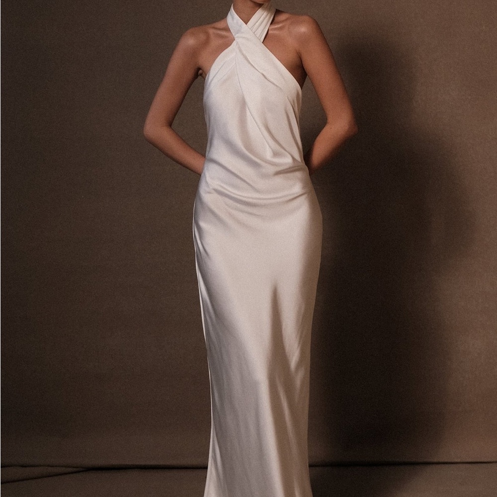 Meshki Laura White Halter Dress